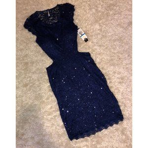 Sequin Hearts Backless Lace Dress